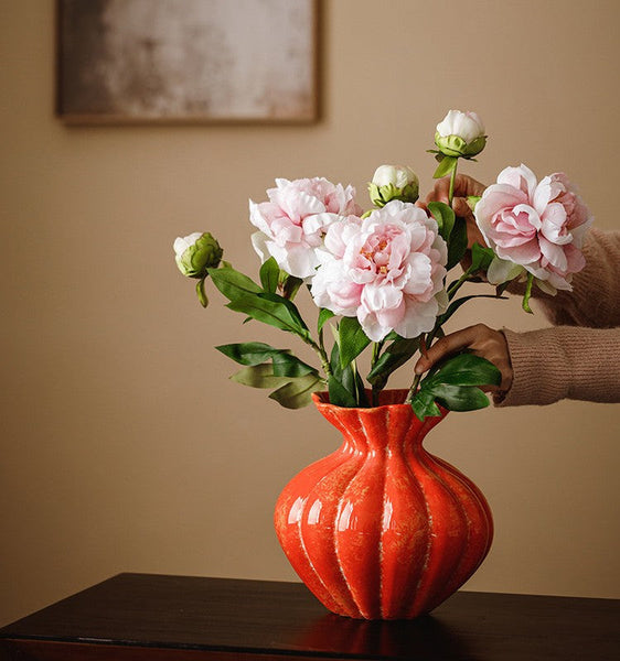 Handmade Water Holding Flower Vases, Porcelain Flower Vases, Modern Flower Vase Centerpiece on Table, Ceramic Bouquet Vases-LargePaintingArt.com