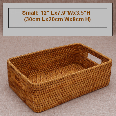 Woven Storage Baskets, Rectangular Storage Baskets, Rattan Storage Basket for Shelves, Kitchen Storage Baskets, Storage Baskets for Bathroom-LargePaintingArt.com