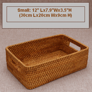 Woven Storage Baskets, Rectangular Storage Baskets, Rattan Storage Basket for Shelves, Kitchen Storage Baskets, Storage Baskets for Bathroom-LargePaintingArt.com