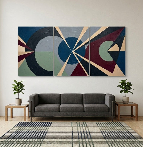 Original Abstract Art, Large Group Paintings for Living Room, Multi Panel Canvas Artwork, Geometric Modern Paintings-LargePaintingArt.com