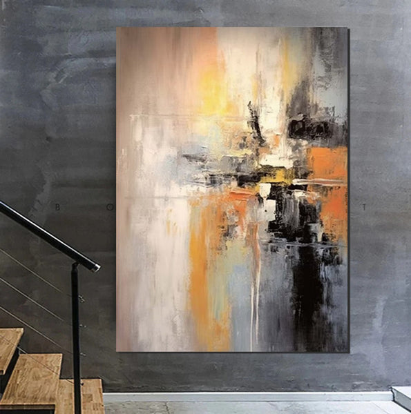 Heavy Texture Painting, Bedroom Abstract Paintings, Large Acrylic Canvas Paintings, Simple Wall Art Ideas, Modern Abstract Painting-LargePaintingArt.com