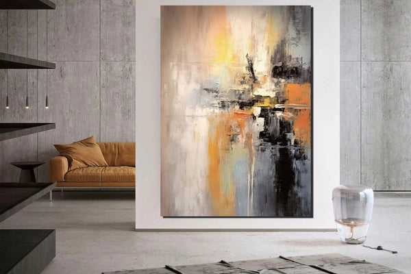 Heavy Texture Painting, Bedroom Abstract Paintings, Large Acrylic Canvas Paintings, Simple Wall Art Ideas, Modern Abstract Painting-LargePaintingArt.com