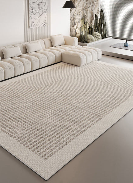 Contemporary Modern Rugs for Living Room, Geometric Modern Rugs for Dining Room, Abstract Modern Rugs for Interior Design-LargePaintingArt.com