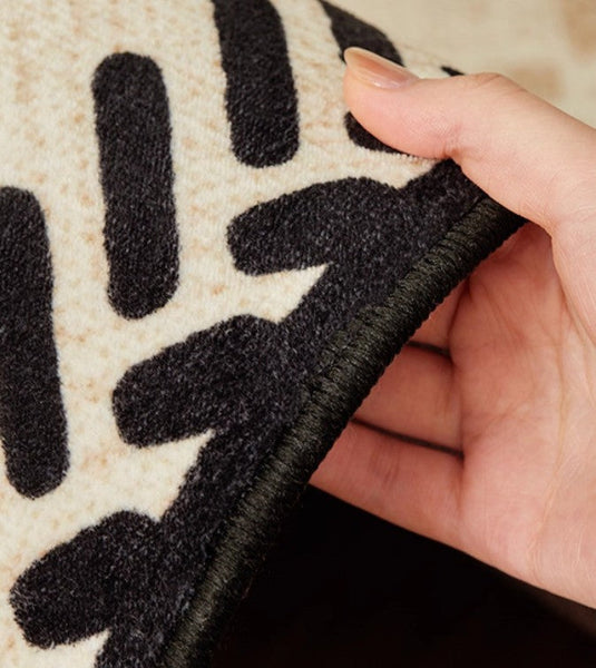 Mid Century Modern Rugs Next to Bed, Modern Rugs for Dining Room, Contemporary Rugs for Bedroom, Cream Modern Carpets for Living Room-LargePaintingArt.com