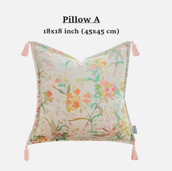 Decorative Pillows for Bed, Living Room Decorative Pillows, Modern Decorative Cushions, Decorative Pillow Arrangement Ideas for Interior Design, Embroidered Floral Bird Pattern Pillow Covers-LargePaintingArt.com
