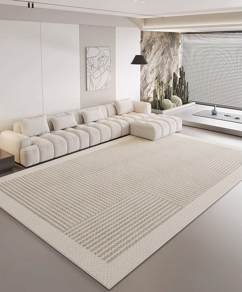 Contemporary Modern Rugs for Living Room, Geometric Modern Rugs for Dining Room, Abstract Modern Rugs for Interior Design-LargePaintingArt.com