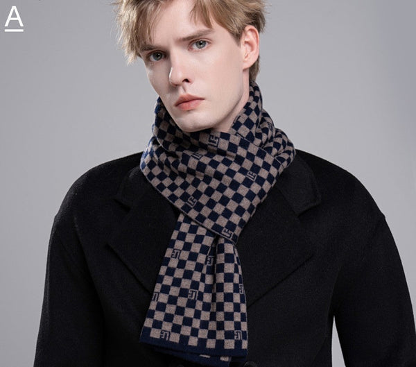 Business Formal Men Scarf Styles, Men's Winter Scarf, Wool Scarf for Gentleman, Thick Wool Scarf, Casual Scarf Men, Men's Wool Scarf Winter, Fashion Scarf-LargePaintingArt.com