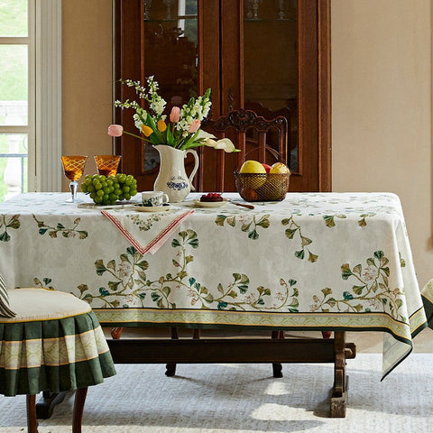 Extra Large Modern Rectangular Tablecloth for Dining Room Table, Ginkgo Leaves Table Covers, Square Tablecloth for Kitchen, Large Tablecloth for Round Table-LargePaintingArt.com