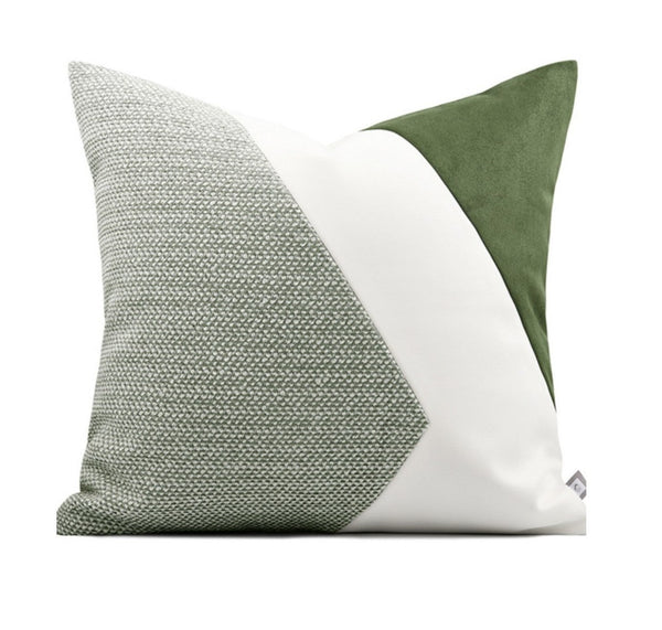 Green White Modern Pillows for Couch, Abstract Decorative Throw Pillows for Living Room, Large Modern Sofa Cushion, Decorative Pillow Covers-LargePaintingArt.com
