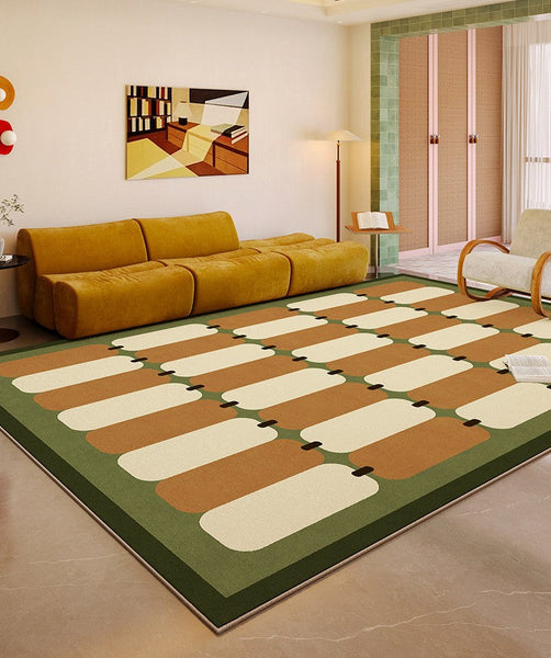 Abstract Modern Rugs for Bedroom, Contemporary Modern Rugs for Living Room, Geometric Area Rugs for Bedroom, Colorful Modern Rugs-LargePaintingArt.com