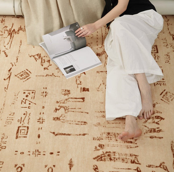 Geometric Contemporary Rugs, Abstract Contemporary Modern Rugs for Dining Room, Mid Century Modern Rugs for Living Room-LargePaintingArt.com