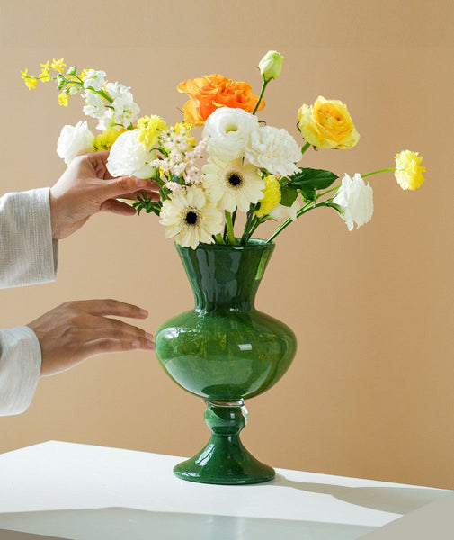 Contemporary Vase for Modern Home Decor, Unique Modern Glass Vase, Modern Glass Flower Vases, Handmade Liuli Vases, Centerpiece Vases on Table-LargePaintingArt.com