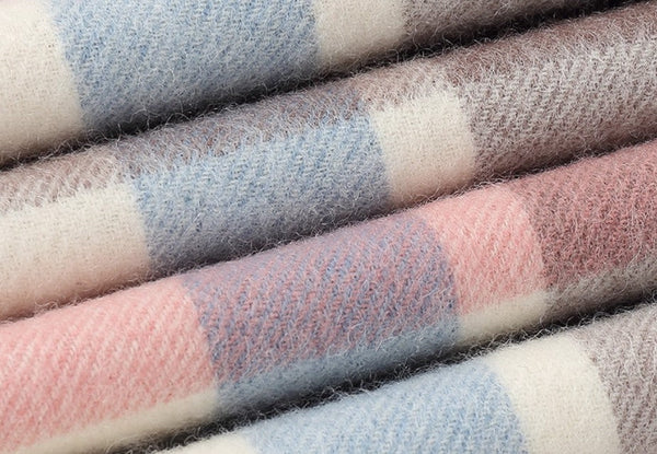 Large Wool Scarf, Soft Wool Scarf for Women, Checkered Fashion Scarf, Winter Shawl, Elegant Shawl, Warm Cape, Gifts for Her, Evening Wrap, Christmas Gift-LargePaintingArt.com