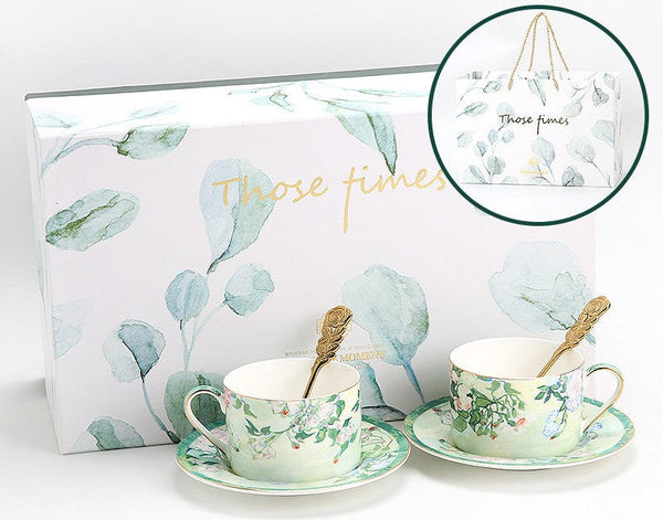 Luxury Tea Cup Set, Elegant Coffee Cup, Porcelain Tea Saucer, Ceramic Tea Cup Set, British Tea Cup Set-LargePaintingArt.com