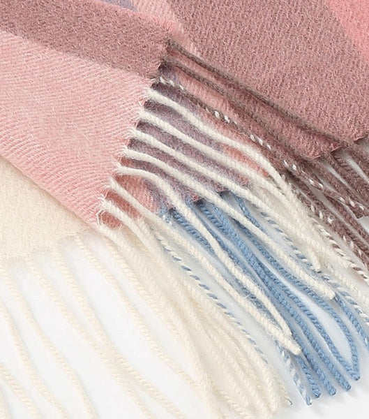 Large Wool Scarf, Soft Wool Scarf for Women, Checkered Fashion Scarf, Winter Shawl, Elegant Shawl, Warm Cape, Gifts for Her, Evening Wrap, Christmas Gift-LargePaintingArt.com