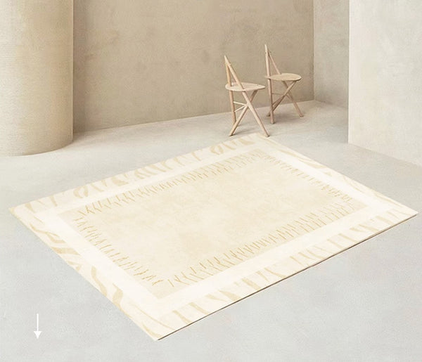 Modern Rugs for Dining Room, Cream Modern Carpets for Living Room, Soft Contemporary Rugs for Bedroom, Mid Century Modern Rugs Next to Bed-LargePaintingArt.com