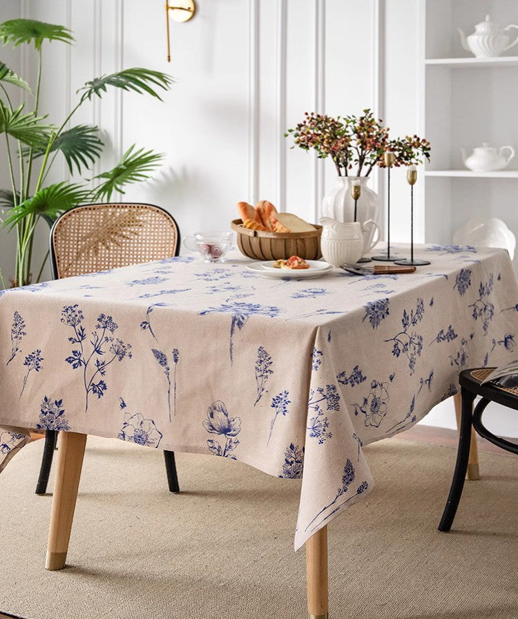 Dining Room Flower Table Cloths, Large Rectangular Table Covers for Kitchen, Farmhouse Table Cloth, Wedding Tablecloth, Square Tablecloth for Oval Table-LargePaintingArt.com