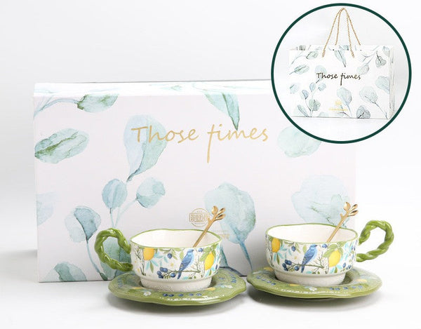 Porcelain Tea Cup and Saucer Set, Ceramic Coffee Cups in Gift Box, British Afternoon Tea Cups Tea Cup and Saucer Set-LargePaintingArt.com