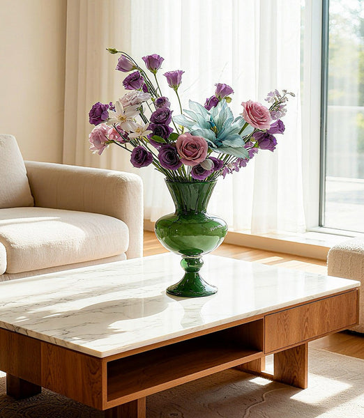 Unique Modern Glass Vase, Contemporary Vase for Modern Home Decor, Modern Glass Flower Vases, Handmade Liuli Vases, Centerpiece Vases on Table-LargePaintingArt.com