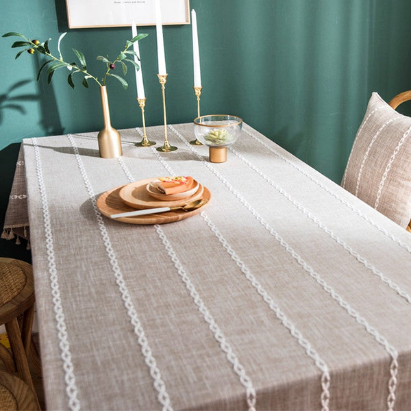 Cotton and Linen Tablecloths, Kitchen Rectangular Table Covers, Rectangular Tablecloth for Oval Table, Farmhouse Table Cloths for Dining Room-LargePaintingArt.com