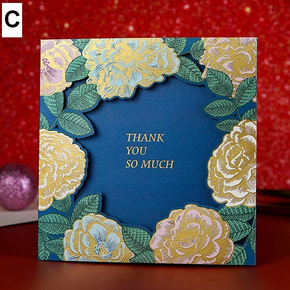 Blue Flower Greeting Cards, Beautiful Greeting Cards to Friends, Creative Birthday Greeting Card, Original Handmade Greeting Cards-LargePaintingArt.com