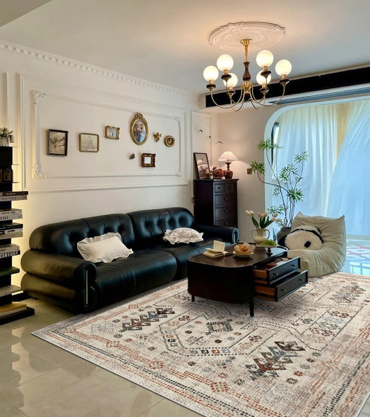 Morocco Contemporary Rugs Next to Bed, Modern Rugs for Living Room, Flower Pattern Contemporary Modern Rugs for Dining Room-LargePaintingArt.com