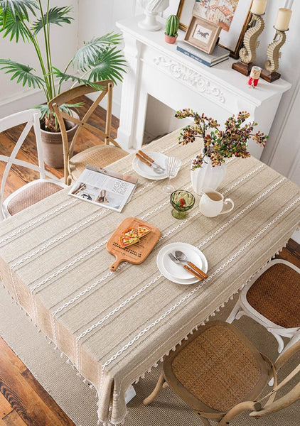 Extra Large Modern Rectangular Table Cloth for Dining Room Table, Linen Square Tablecloth for Kitchen, Large Table Covers for Sale-LargePaintingArt.com