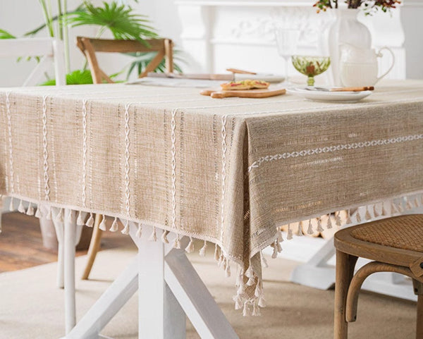 Extra Large Modern Rectangular Table Cloth for Dining Room Table, Linen Square Tablecloth for Kitchen, Large Table Covers for Sale-LargePaintingArt.com
