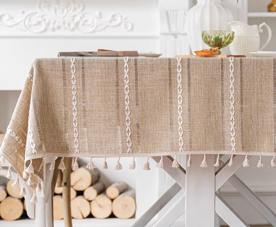 Extra Large Modern Rectangular Table Cloth for Dining Room Table, Linen Square Tablecloth for Kitchen, Large Table Covers for Sale-LargePaintingArt.com