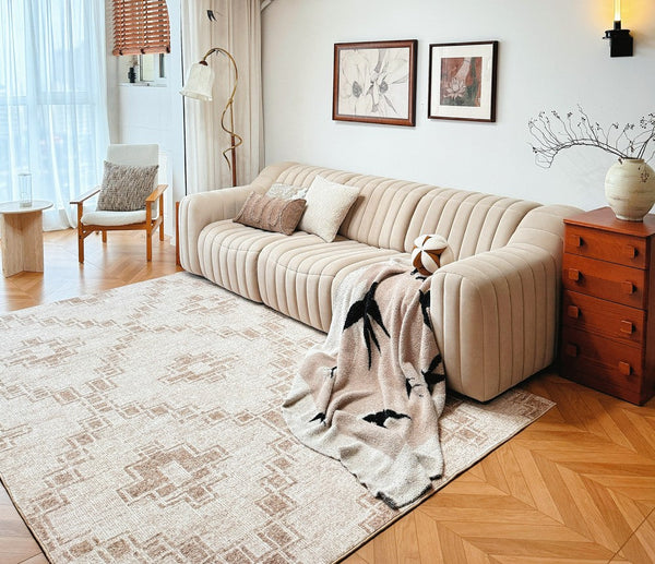 Modern Geometric Carpets for Bedroom, Contemporary Abstract Rugs under Dining Room Table, Modern Living Room Rug Placement Ideas-LargePaintingArt.com