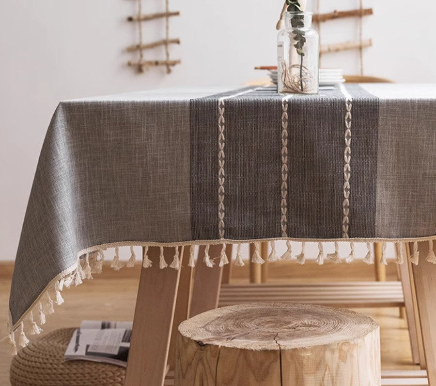 Large Rectangle Table Cover for Dining Room Table, Modern Rectangular Table Cloth for Oval Table, Cotton and Linen Tablecloth for Kitchen-LargePaintingArt.com