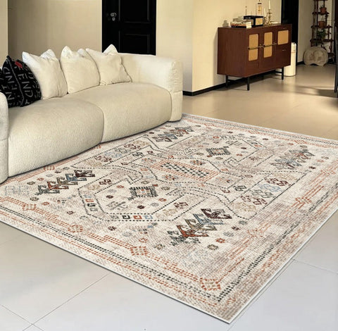 Morocco Contemporary Rugs Next to Bed, Modern Rugs for Living Room, Flower Pattern Contemporary Modern Rugs for Dining Room-LargePaintingArt.com