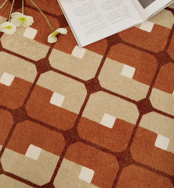 Abstract Contemporary Round Rugs, Modern Rugs under Coffee Table, Modern Rugs for Dining Room, Geometric Modern Rugs for Bedroom-LargePaintingArt.com