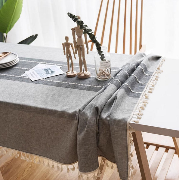 Large Rectangle Table Cover for Dining Room Table, Modern Rectangular Table Cloth for Oval Table, Cotton and Linen Tablecloth for Kitchen-LargePaintingArt.com