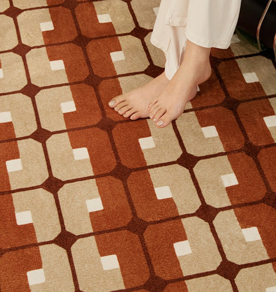 Abstract Contemporary Round Rugs, Modern Rugs under Coffee Table, Modern Rugs for Dining Room, Geometric Modern Rugs for Bedroom-LargePaintingArt.com