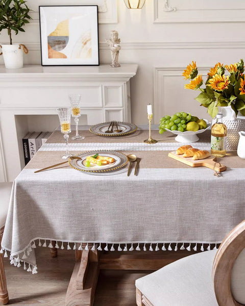 Cotton and Linen Rectangle Table Covers for Dining Room Table, Rectangular Tablecloths for Coffee Table, Modern Table Cloth for Kitchen-LargePaintingArt.com