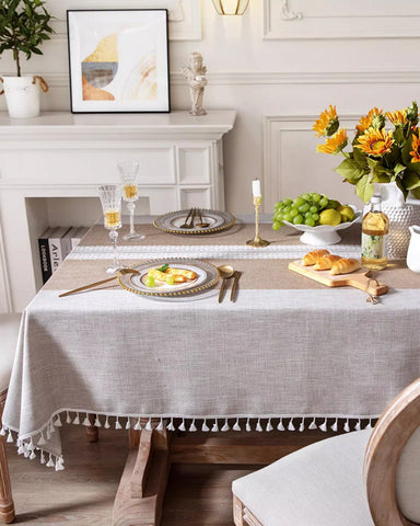 Cotton and Linen Rectangle Table Covers for Dining Room Table, Rectangular Tablecloths for Coffee Table, Modern Table Cloth for Kitchen-LargePaintingArt.com