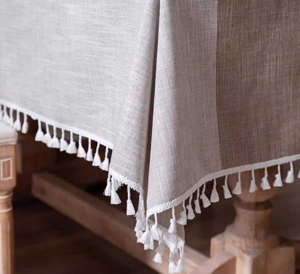 Cotton and Linen Rectangle Table Covers for Dining Room Table, Rectangular Tablecloths for Coffee Table, Modern Table Cloth for Kitchen-LargePaintingArt.com
