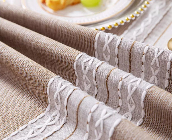 Cotton and Linen Rectangle Table Covers for Dining Room Table, Rectangular Tablecloths for Coffee Table, Modern Table Cloth for Kitchen-LargePaintingArt.com