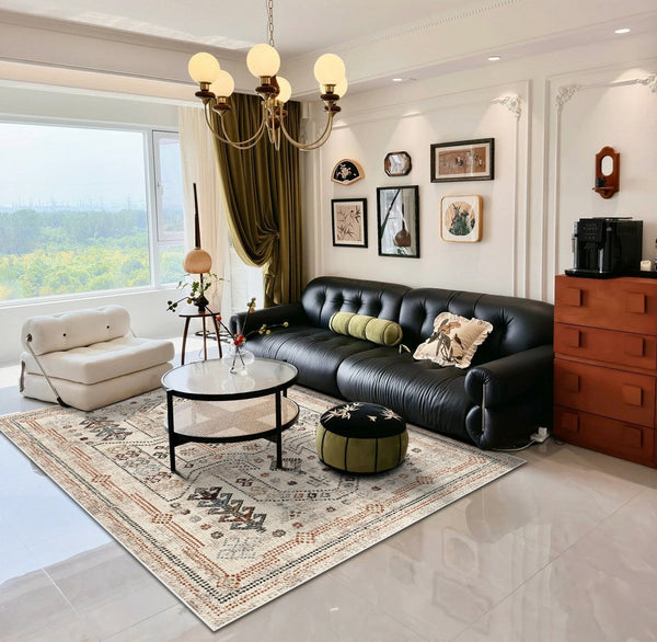 Morocco Contemporary Rugs Next to Bed, Modern Rugs for Living Room, Flower Pattern Contemporary Modern Rugs for Dining Room-LargePaintingArt.com