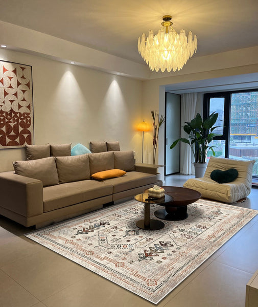 Morocco Contemporary Rugs Next to Bed, Modern Rugs for Living Room, Flower Pattern Contemporary Modern Rugs for Dining Room-LargePaintingArt.com