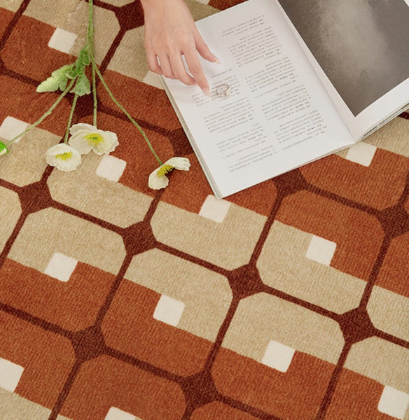 Abstract Contemporary Round Rugs, Modern Rugs under Coffee Table, Modern Rugs for Dining Room, Geometric Modern Rugs for Bedroom-LargePaintingArt.com