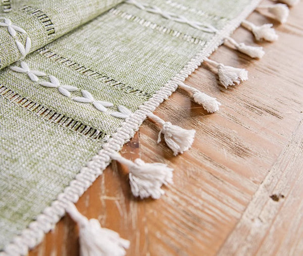 Rectangular Tablecloth for Sale, Modern Table Cloths for Dining Room, Kitchen Rectangular Table Covers, Farmhouse Green Cotton and Linen Table Cloth-LargePaintingArt.com