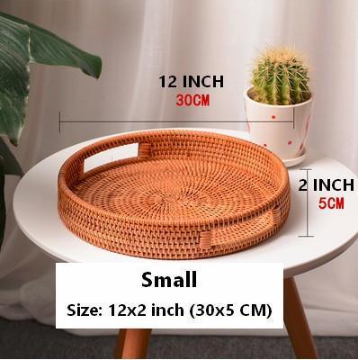 Rattan Round Basket with Handle, Storage Baskets for Kitchen, Woven Storage Baskets, Rattan Storage Basket-LargePaintingArt.com