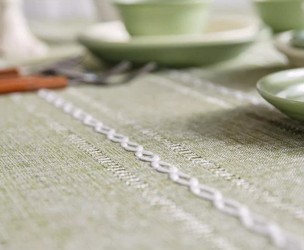 Rectangular Tablecloth for Sale, Modern Table Cloths for Dining Room, Kitchen Rectangular Table Covers, Farmhouse Green Cotton and Linen Table Cloth-LargePaintingArt.com