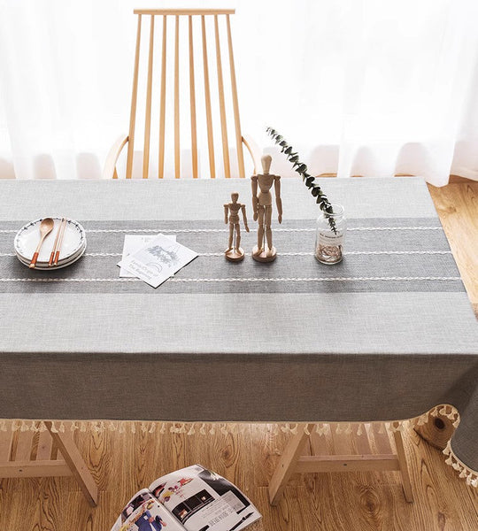 Large Rectangle Table Cover for Dining Room Table, Modern Rectangular Table Cloth for Oval Table, Cotton and Linen Tablecloth for Kitchen-LargePaintingArt.com