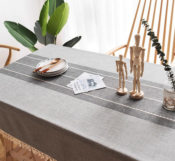 Large Rectangle Table Cover for Dining Room Table, Modern Rectangular Table Cloth for Oval Table, Cotton and Linen Tablecloth for Kitchen-LargePaintingArt.com