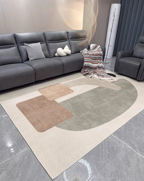 Abstract Geometric Modern Rugs, Contemporary Modern Rugs for Living Room, Modern Rugs for Dining Room, Bedroom Modern Rugs-LargePaintingArt.com