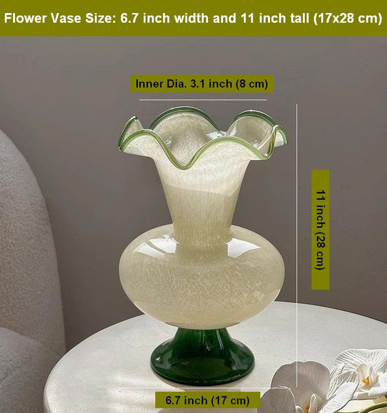 Bouquet Flower Vase, Vintage Glass Flower Vases, Water Holding Flower Vases, Glass Bud Vases, Handmade Flower Vases on Table-LargePaintingArt.com