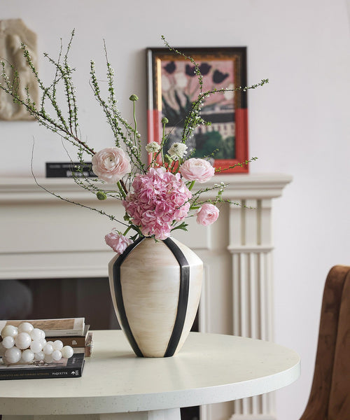 Centerpiece Ceramic Bouquet Vases, Porcelain Vases for Modern Home Decor, Large Contemporary Vases on Dining Table, Handmade Modern Flower Vase-LargePaintingArt.com